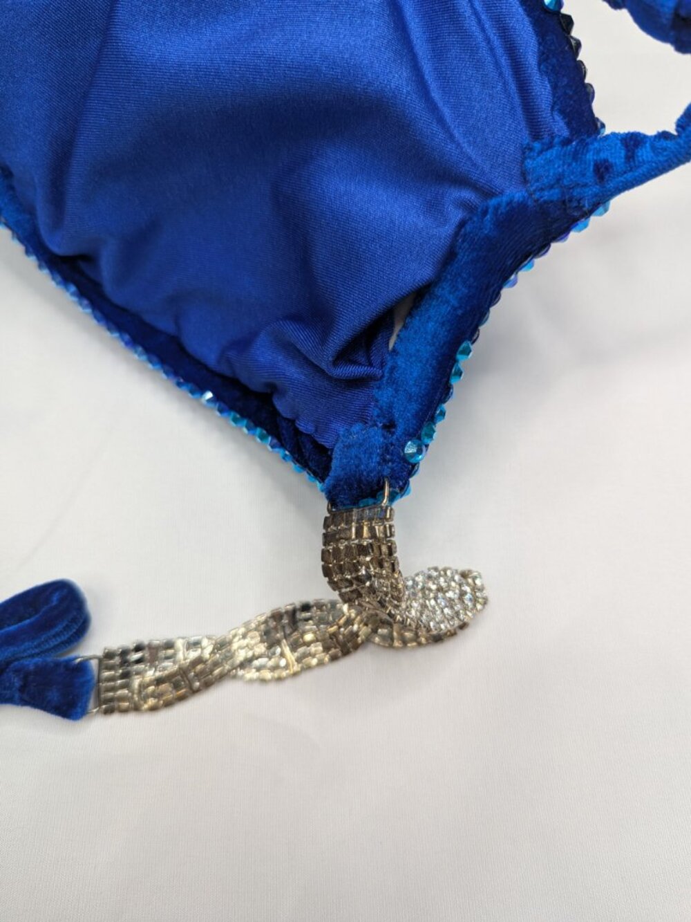 Royal Blue Rhinestone Competition Bikini Rave Bra Top - Picture 13 of 17